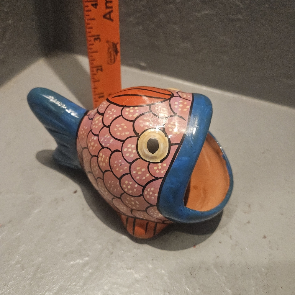 Talavera Wide Mouth Fish Planter Or Holder